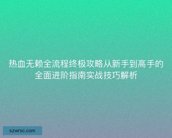 热血无赖全流程终极攻略从新手到高手的全面进阶指南实战技巧解析